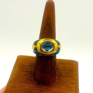 18k Gold and Blue Topaz Ring
